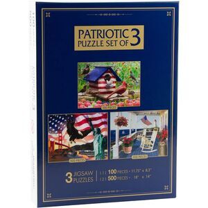 Patriotic Americana Red, White and Blue Jigsaw Puzzle Collection, Set of 3